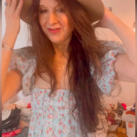 NWT Boho Ditsy Floral Midi Dress by be you be Free in sky blue - Picture 12 of 12